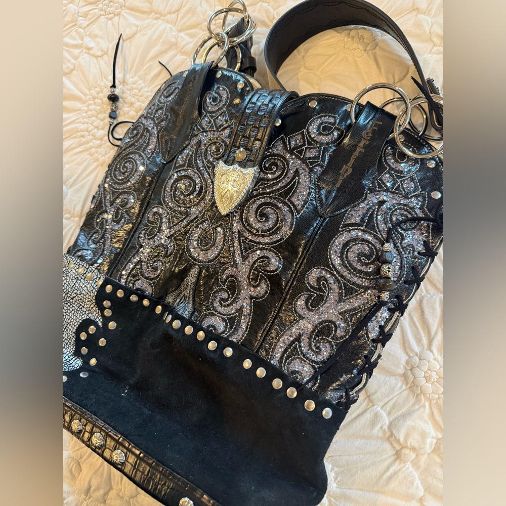 Rhinestone Leather Purse - Picture 3 of 11
